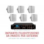Impianto audio per esterno amplificatore e diffusori IP65 da parete