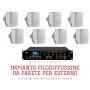 Impianto audio per esterno amplificatore e diffusori IP65 da parete