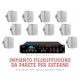 Impianto audio per esterno amplificatore e diffusori IP65 da parete