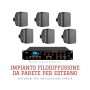 Impianto audio per esterno amplificatore e diffusori IP65 da parete