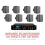 Impianto audio per esterno amplificatore e diffusori IP65 da parete