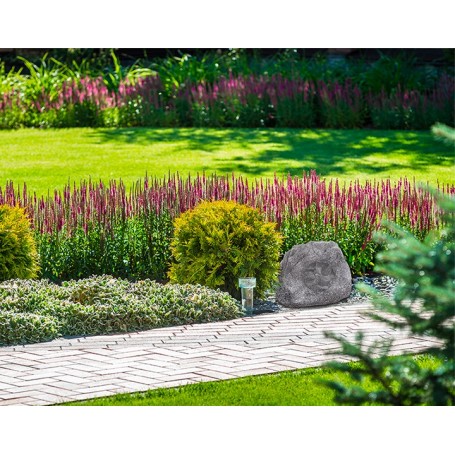 Impianto filodiffusione per giardino con amplificatore integrato e 2 rocce acustiche