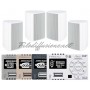 Impianto audio per diffusione sonora con amplificatore su scatola 503 e diffusori da parete