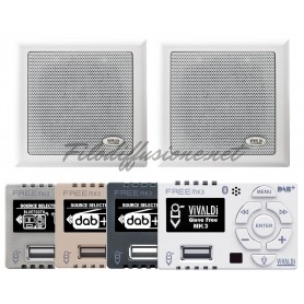 Sistema per filodiffusione su scatola 503/506 - Amplificatore con sorgenti BLUETOOTH e due diffusori da incasso