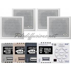 Sistema per filodiffusione su scatola 503/506 - Amplificatore con sorgenti BLUETOOTH e due diffusori da incasso
