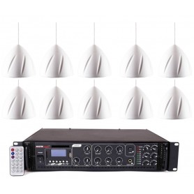 Impianto diffusione sonora con 5 diffusori a sospensione a Amplificatore MULTIZONA con sorgenti