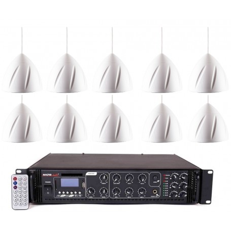 Impianto diffusione sonora con 5 diffusori a sospensione a Amplificatore MULTIZONA con sorgenti