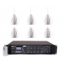 Impianto diffusione sonora con 6 diffusori a sospensione e Amplificatore MULTIZONA con sorgenti