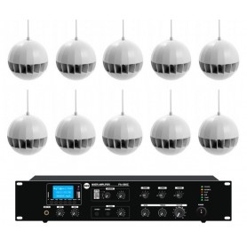 Impianto diffusione sonora con 5 diffusori a sospensione a Amplificatore MULTIZONA con sorgenti