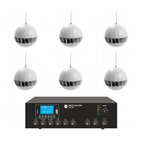 Impianto diffusione sonora con 5 diffusori a sospensione a Amplificatore MULTIZONA con sorgenti