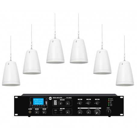 Impianto audio di filodiffusione sonora con 4 diffusori a sospensione a Amplificatore con sorgenti