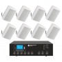 Sistema per filodiffusione composto da Amplificatore 5 zone con sorgenti e 10 diffusori bianchi da parete