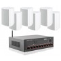 Sistema di filodiffusione in kit - Amplificatore con RADIO/USB + 6 Diffusori Neri da Muro