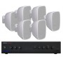 Sistema di filodiffusione in kit - Amplificatore con RADIO/USB + 8 Diffusori Neri da Muro