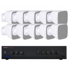 Sistema audio in kit per filodiffusione MONOZONA - Amplificatore e 6 diffusori da parete