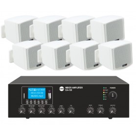 Impianto filodiffusione monozona amplificatore e 8 / 10 diffusori parete