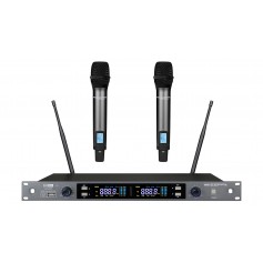 Set doppio radiomicrofono uhf con 2 trasmettitori palmari