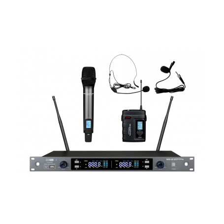 Set doppio radiomicrofono uhf con tx palmare e bodypack
