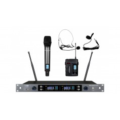 Set doppio radiomicrofono uhf con tx palmare e bodypack
