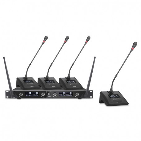 Set radio per conferenza con basi microfoniche da tavolo