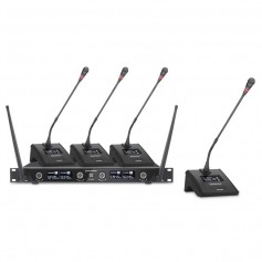 Set radio per conferenza con basi microfoniche da tavolo