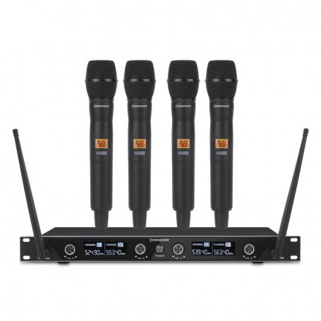 Set microfonico wireless con 4 microfoni palmari