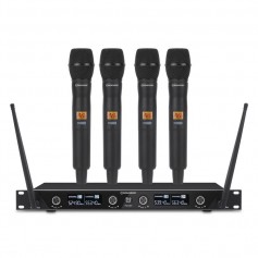 Set microfonico wireless con 4 microfoni palmari