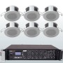 Impianto di Filodiffusione con 6 MINI DIFFUSORI da incasso e AMPLIFICATORE MULTIZONA con sorgenti integrate