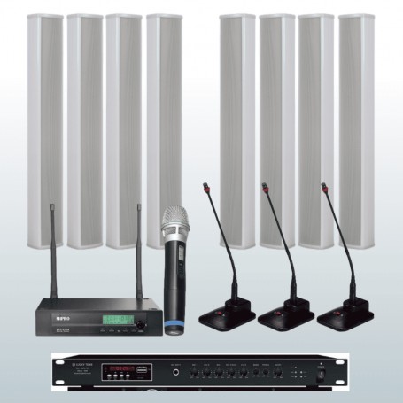 Sistema audio per conferenza con microfonia