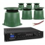 Sistema con 6/8 altoparlanti da giardino e amplificatore con mediacenter