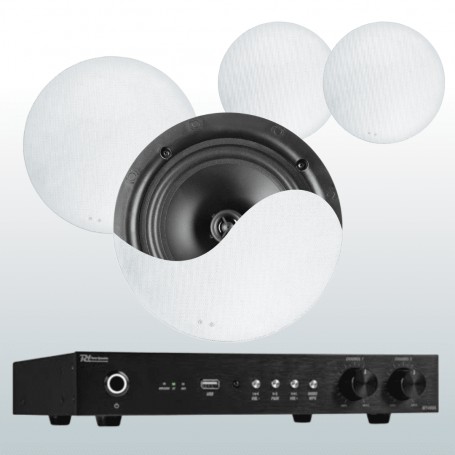 Sistema audio altoparlanti da soffitto e amplificatore streaming WiFi a 2 zone