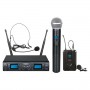 Set combinato doppio radiomicrofono UHF 16 canali. 1 trasmettitore a gelato e 1 bodypack.